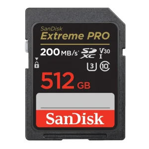 כרטיס זיכרון בנפח 512GB S.D EX PRO 4K 200S מבית SANDISK