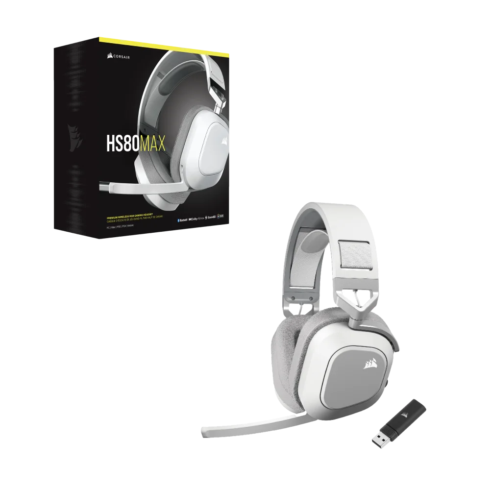 אוזניות גיימינג אלחוטיות CORSAIR HS80 MAX WIRELESS White – תמונה 4